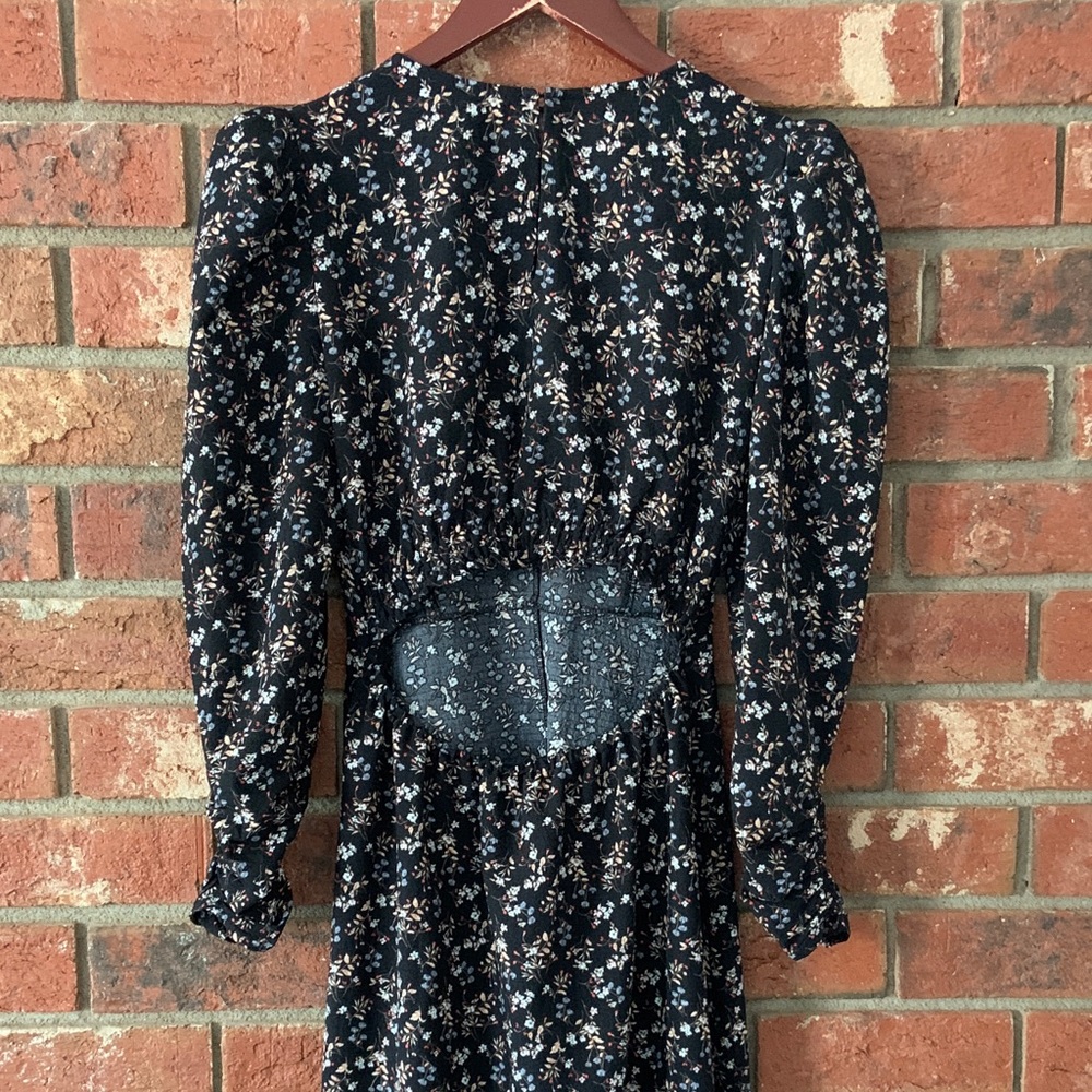 ASTR The Label Black Floral Long Sleeve Open Back Boho Maxi Dress - Picture 7 of 8